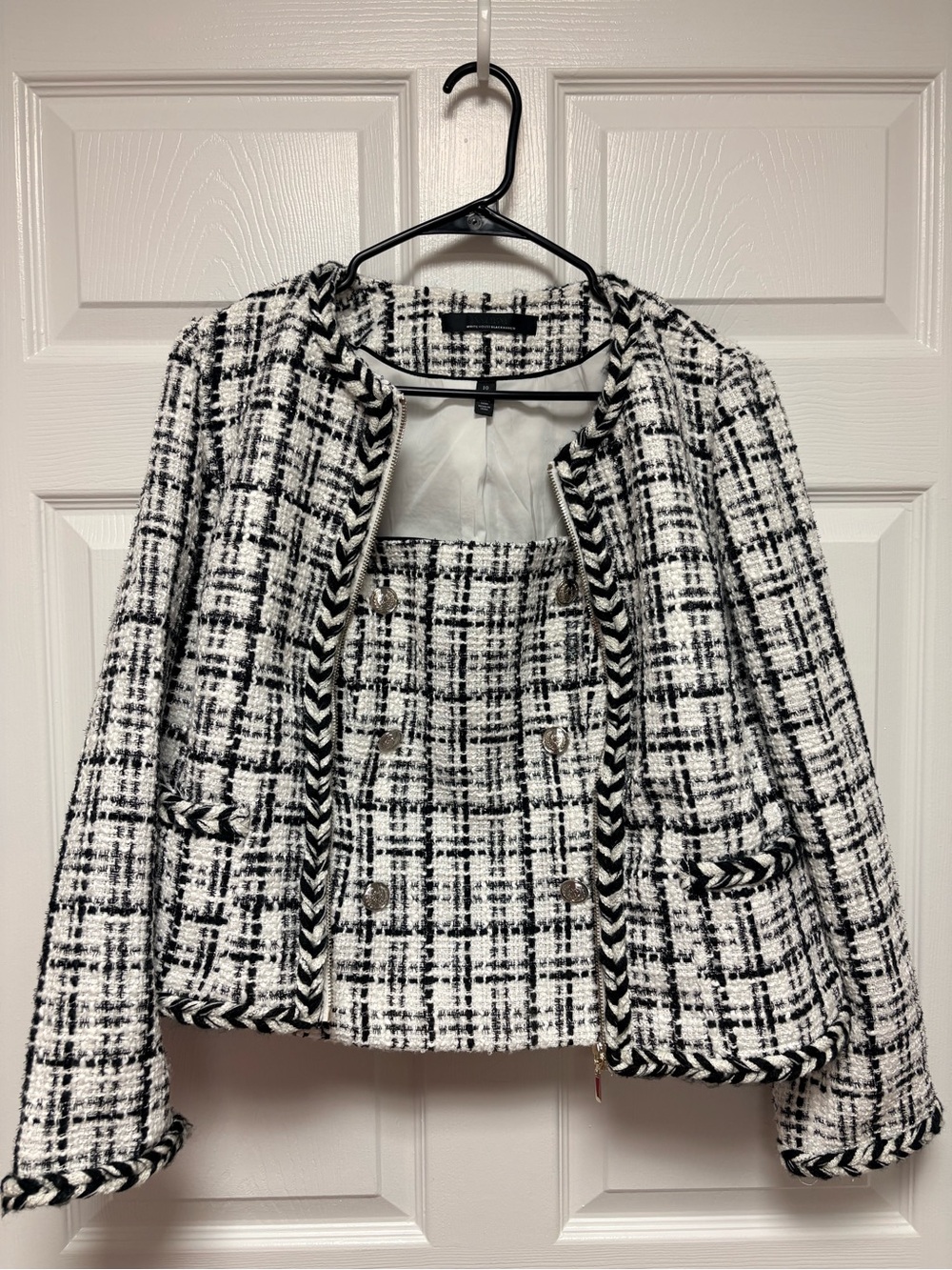 EUC- WHBM Braided Trim Tweed Jacket & Bustier Top- Matching Set